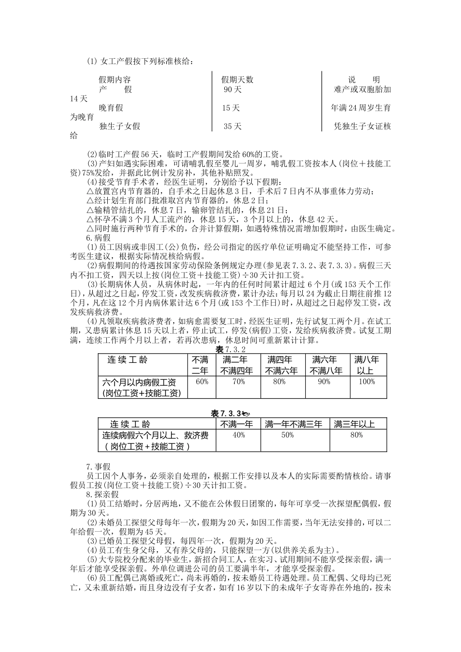 员工考勤和休假的规定_第2页