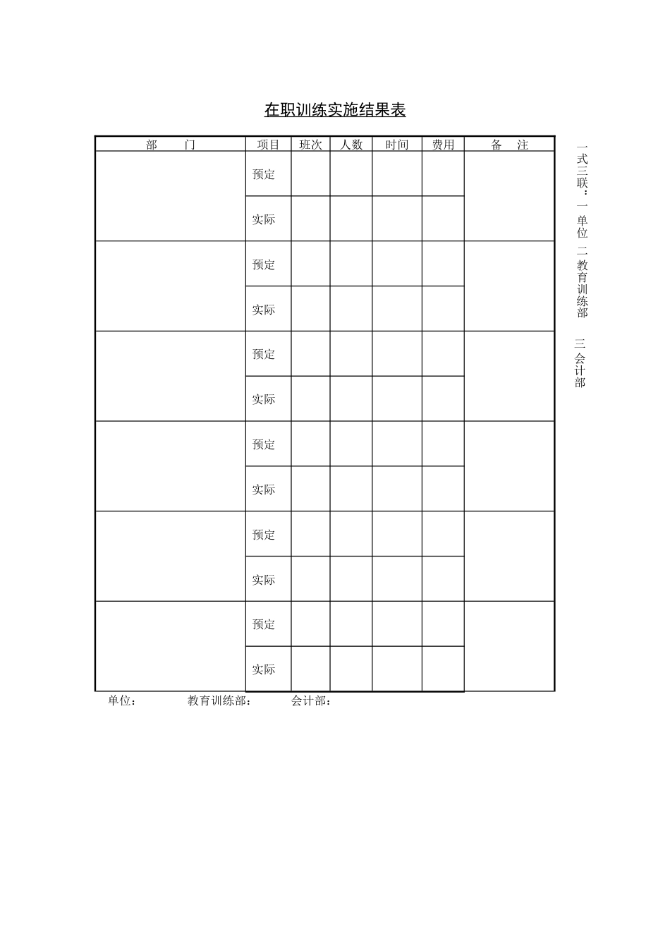 在职训练实施结果表_第1页