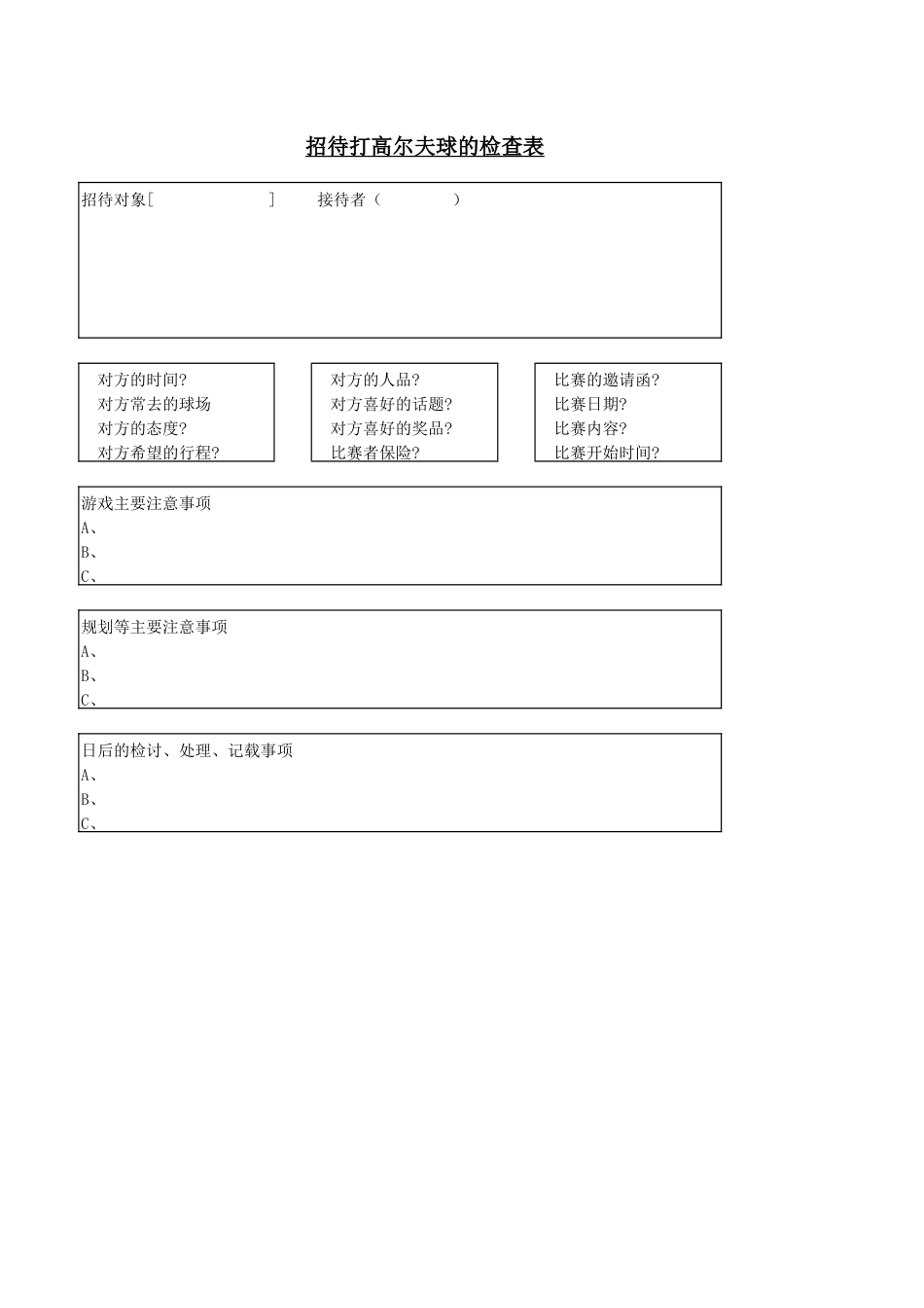 招待打高尔夫球的检查表_第1页