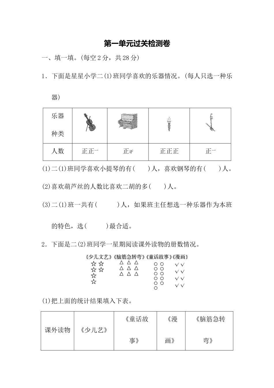 人教数学二年下单元测试第一单元过关检测卷_第1页