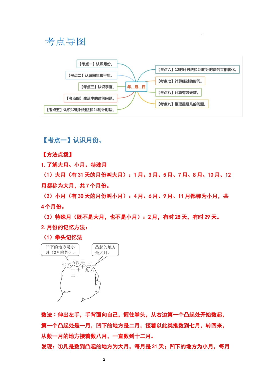 2021-2022学年三年级数学下册典型例题系列之第六单元年、月、日（解析版）人教版_第2页