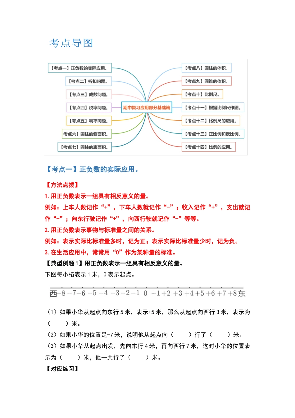 2021-2022学年六年级数学下册典型例题系列之期中复习应用部分基础篇（原卷版）人教版_第2页