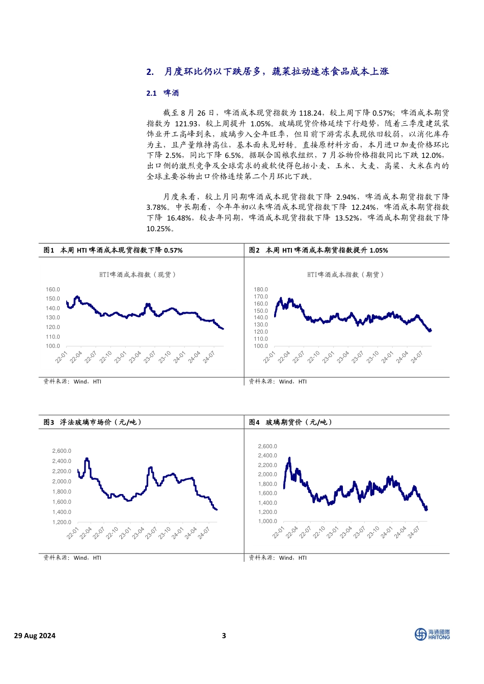 中国必需消费行业HTI中国消费品8月成本报告：蔬菜大幅涨价，包材和粮食价格下跌为主-240829-海通国际-16页_第3页