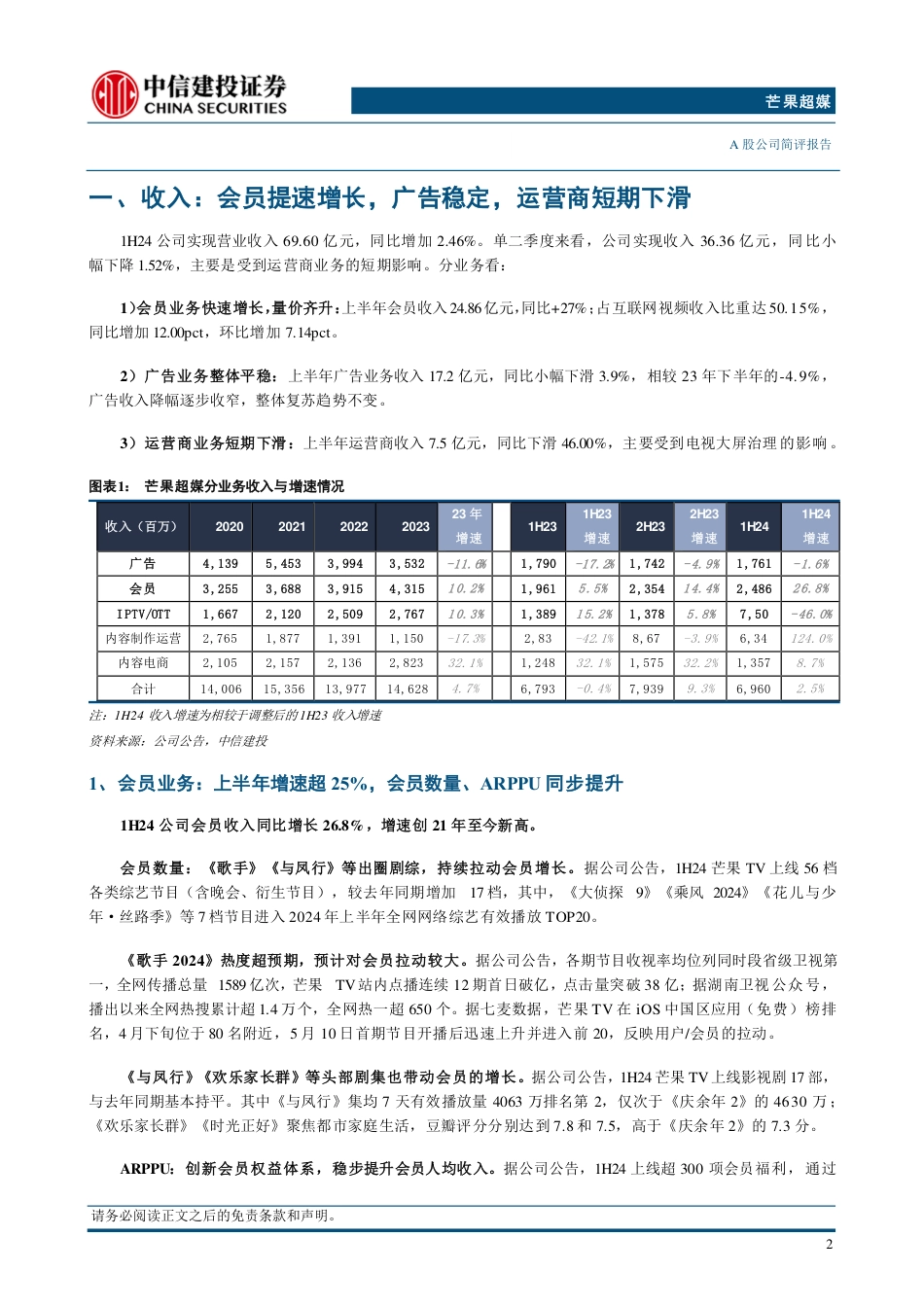 芒果超媒(300413)1H24点评：会员业务提速增长，内容投入坚持练硬功-240825-中信建投-11页_第3页