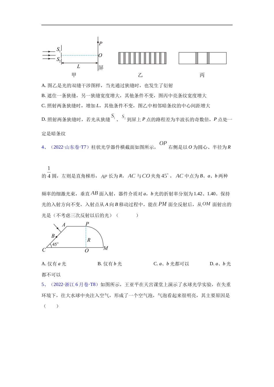 专题18光学-五年（2018-2022）高考物理真题分项汇编（全国通用）（原卷版）_第2页