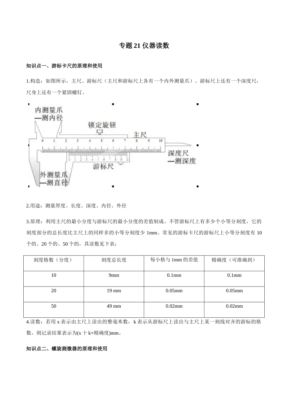 专题21 仪器读数—高考物理实验训练（解析版）_第1页