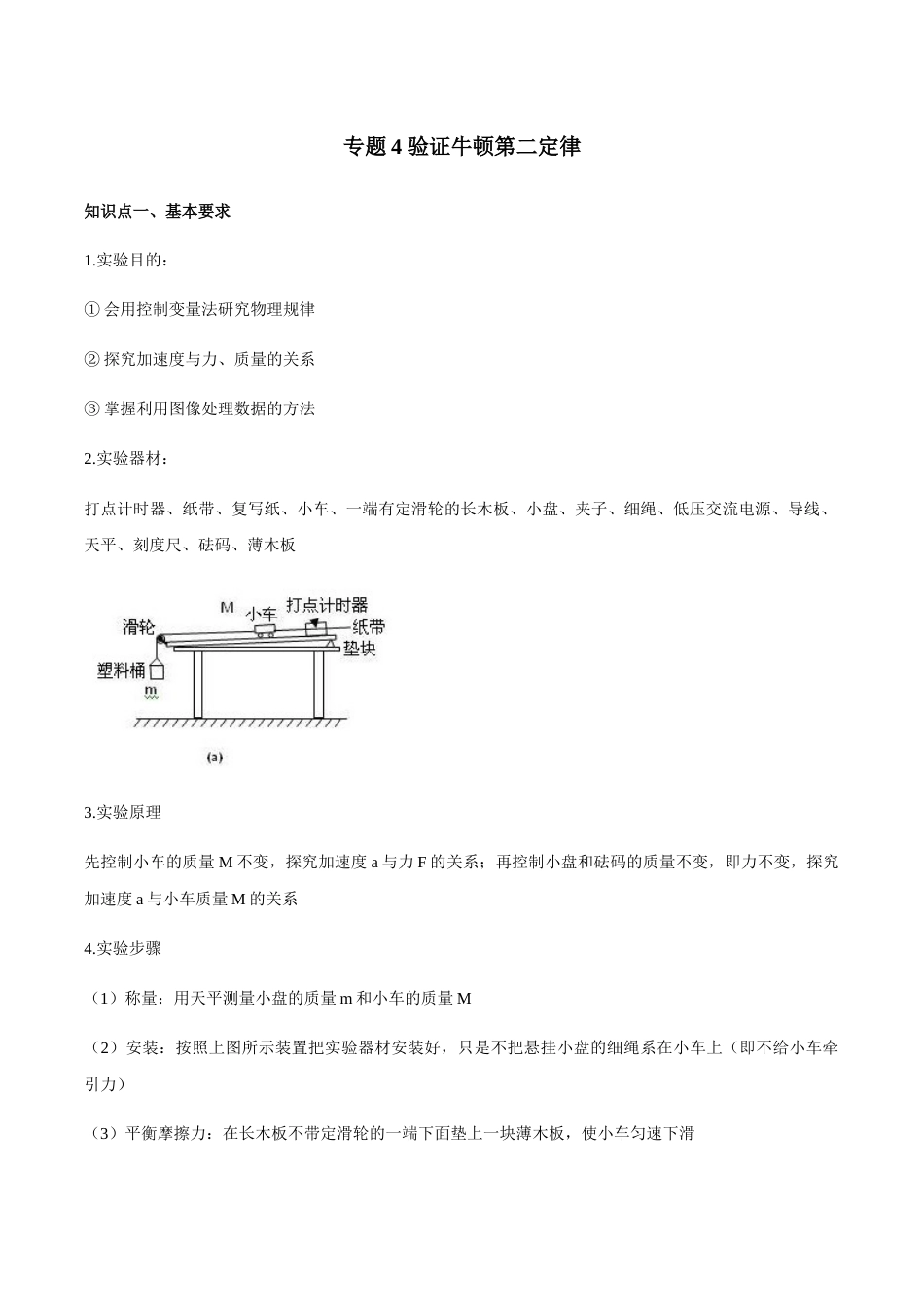 专题04 验证牛顿第二定律—高考物理实验训练（解析版）_第1页