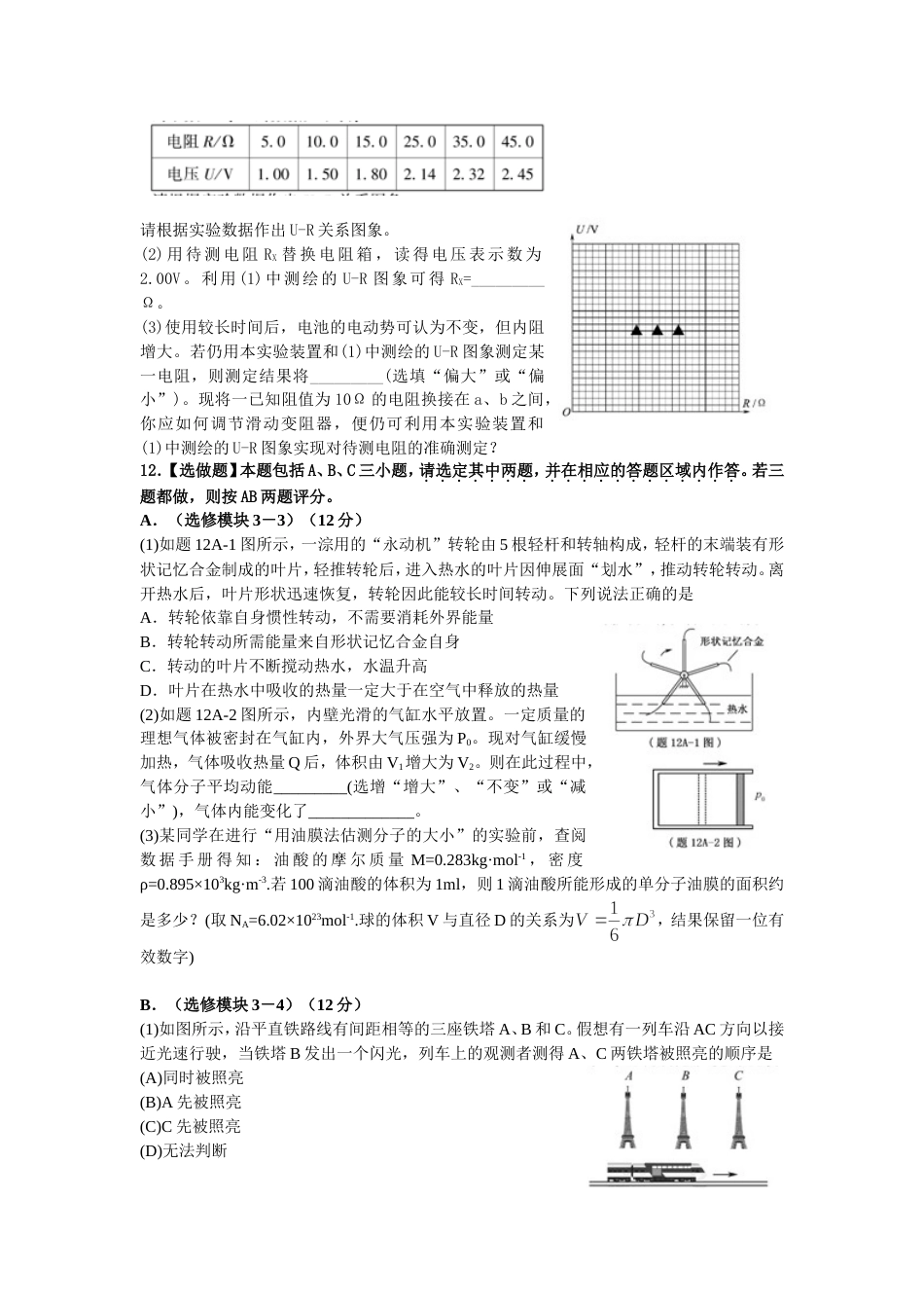 2011年江苏物理高考试题文档版(含答案)_第3页