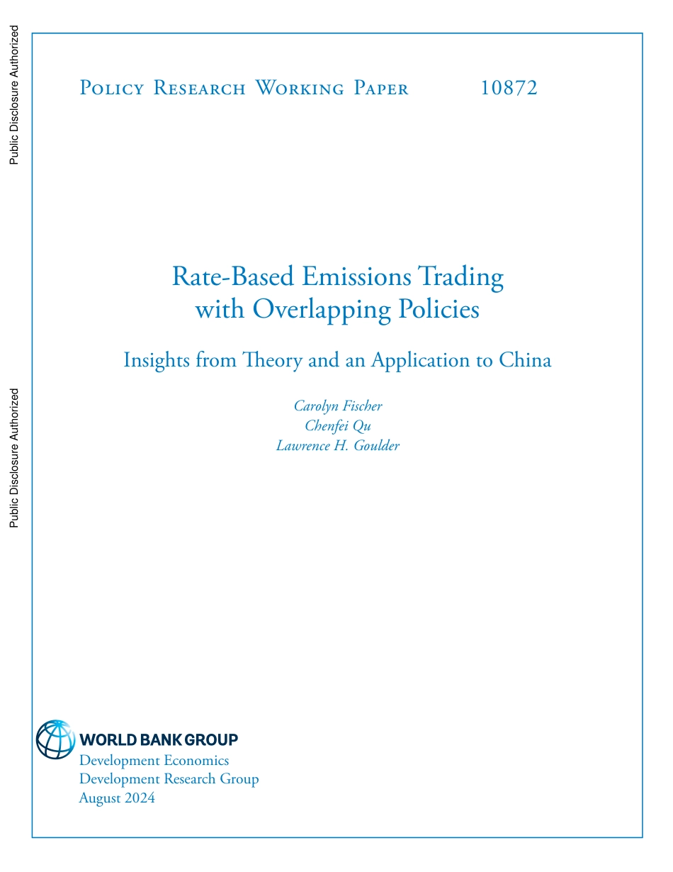 世界银行-政策重叠的基于利率的排放交易：理论启示及其在中国的应用（英）-2024.8-69页_第1页