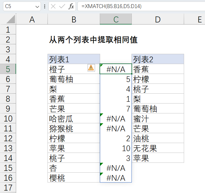 掌握Excel函数，轻松比较两列表